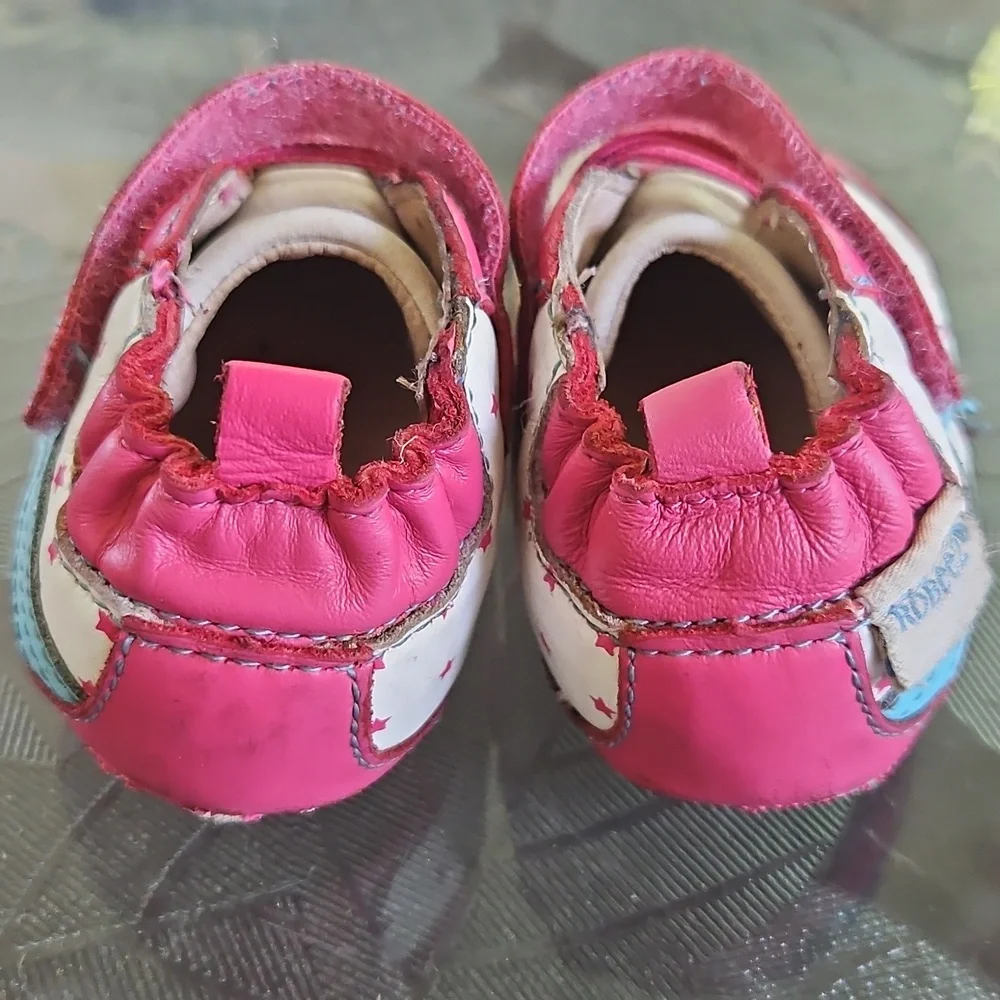 Robeez Pink & White Star Trim Baby Walker Shoes